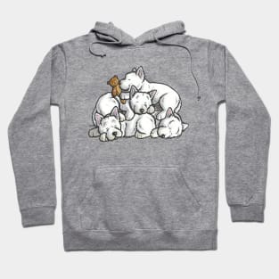 Westie sleeping pile cartoon Hoodie